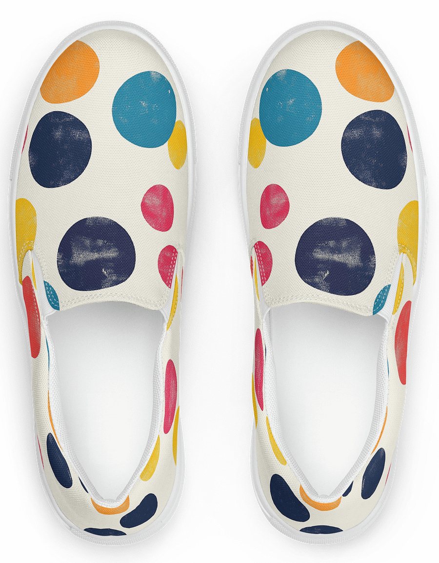 Polka Dot Illusion Vintage Retro Men's Slip-On Canvas Shoes product image (1)