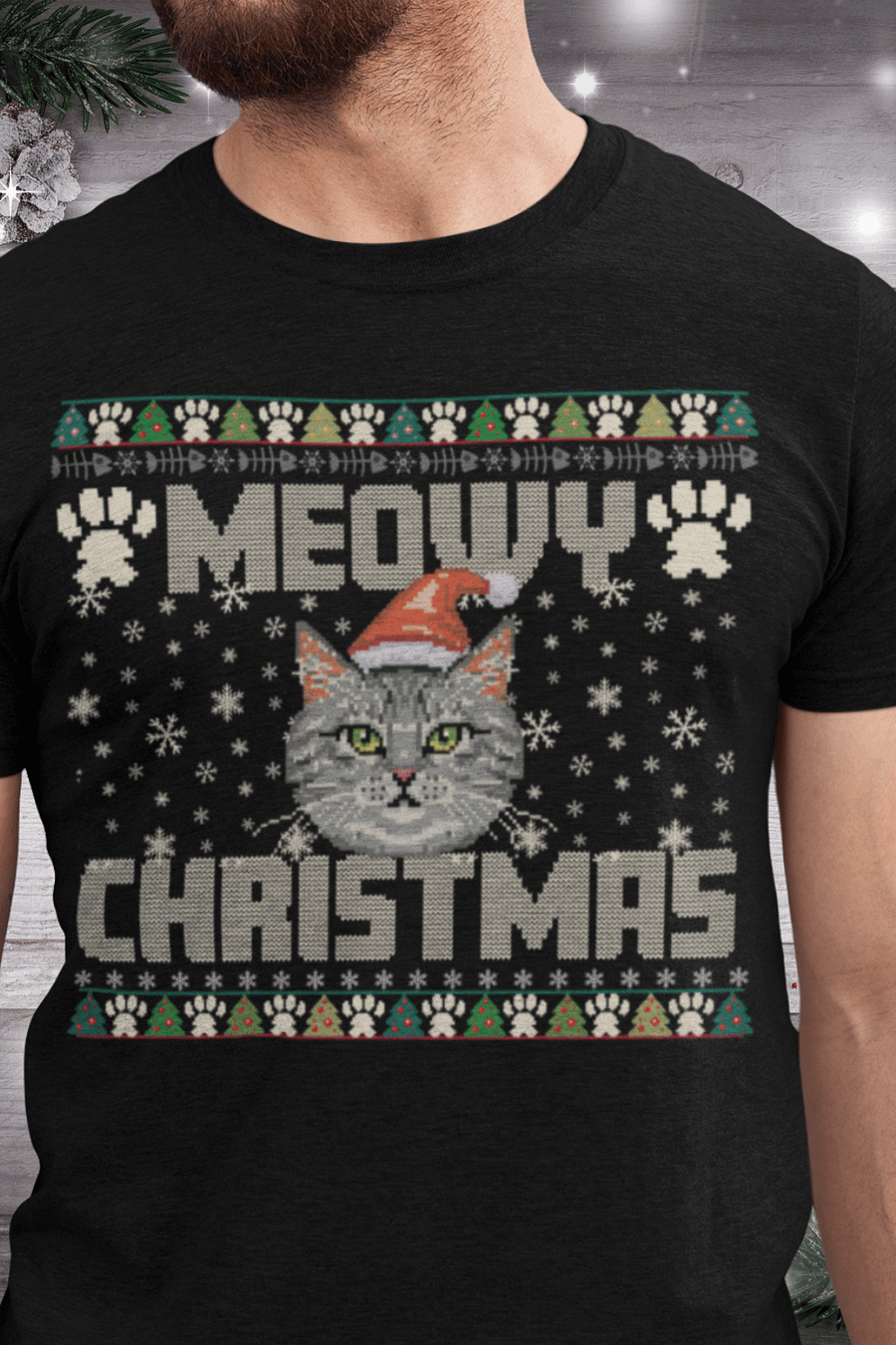 Meowy Christmas Ugly Christmas Sweater print,svg download,png download product image (2)