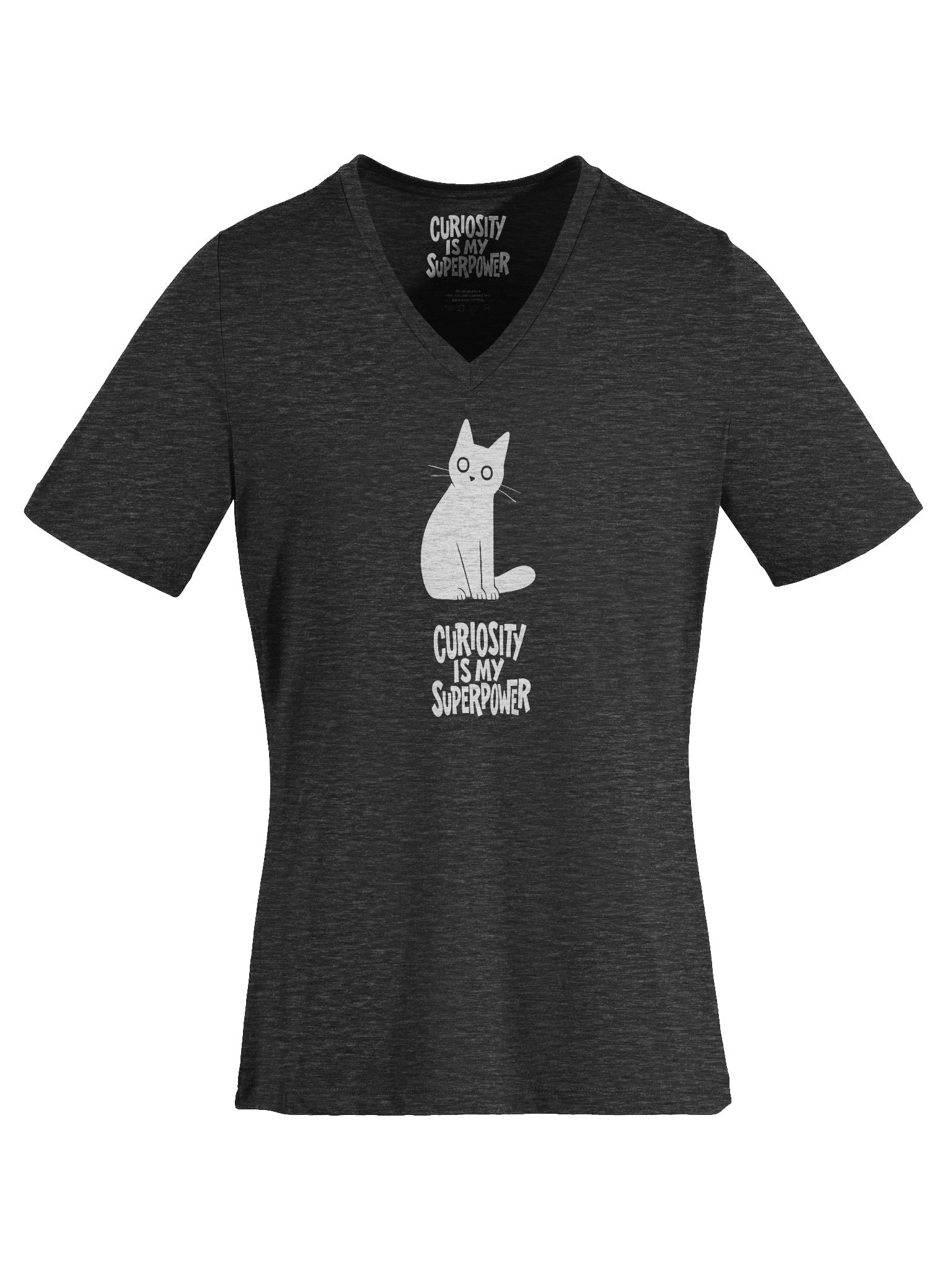 Curiosity Is My Superpower Cat V-Neck T-Shirt product image (4)