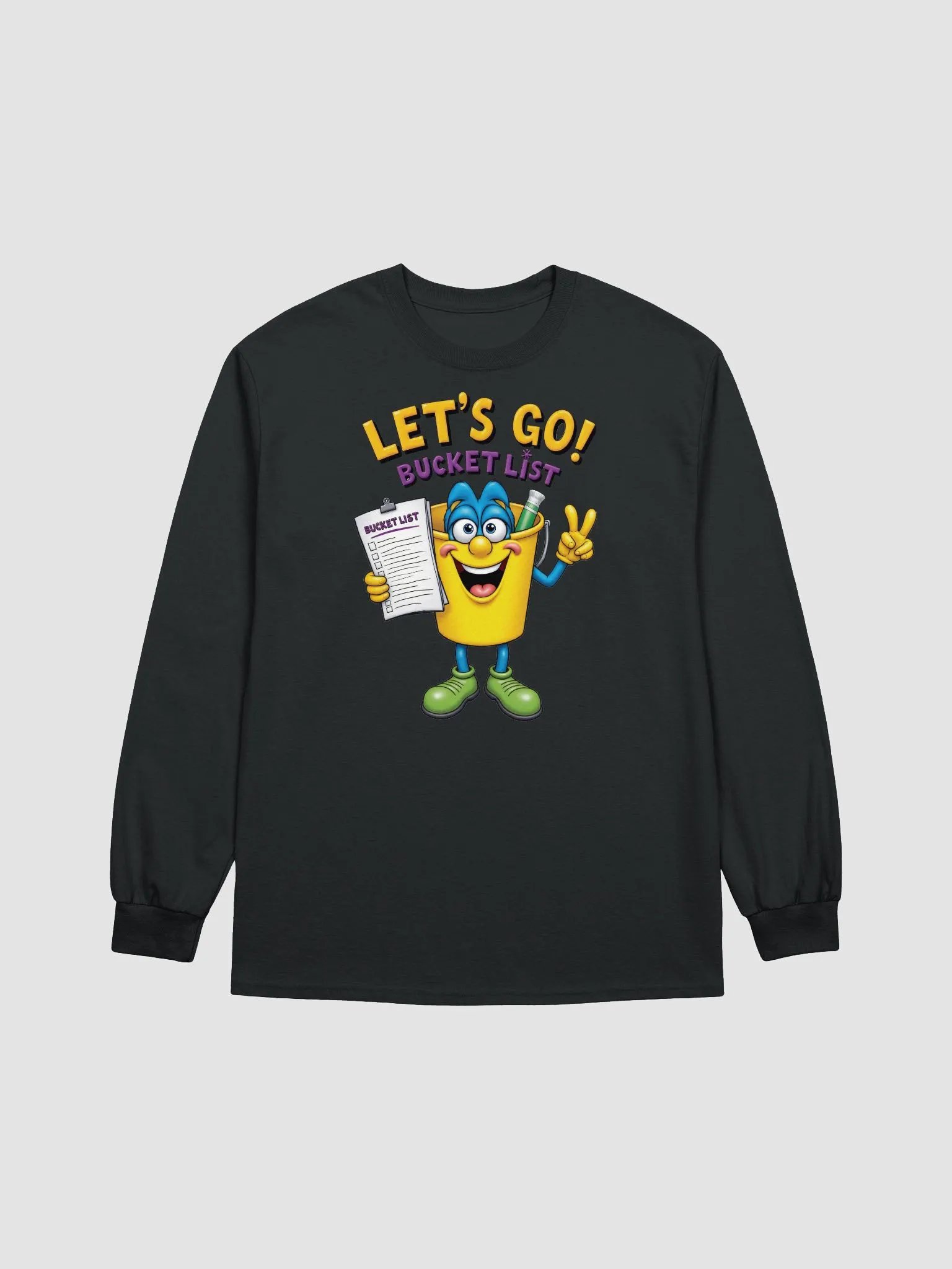 Let's Go! Bucket List Cartoon Long Sleeve Tee product image (9)