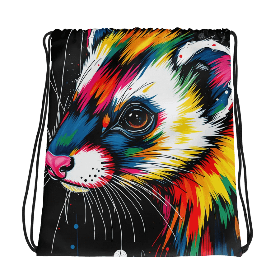 Vibrant Ferret All-Over Drawstring Bag product image (1)