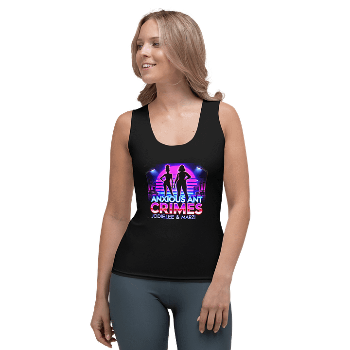 NEON NIGHTS SYNTHWAVE COUSIN TANK BLACK product image (1)
