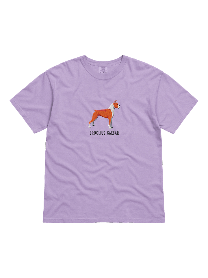 Droolius Caesar T-Shirt(Embroidered) of a Boxer(Red & White, Cropped Ears & Docked Tail) product image (31)