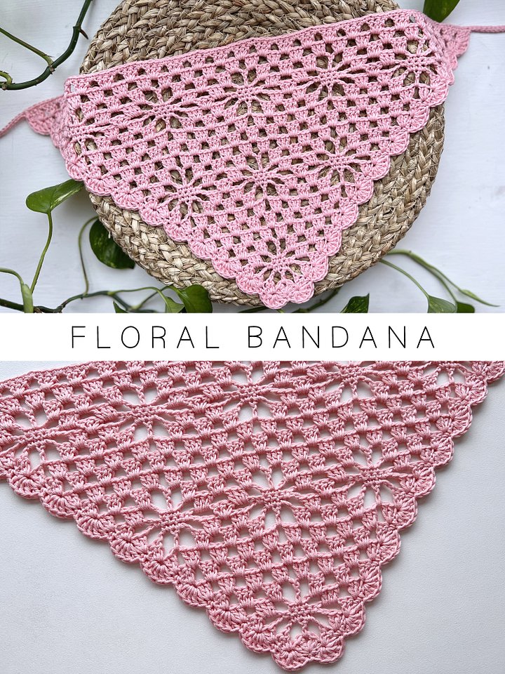 Crochet Pattern: Floral Granny Stitch Bandana product image (1)