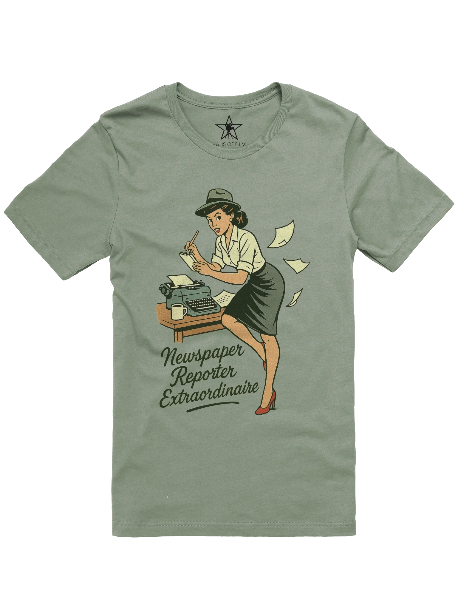 Newspaper Reporter Pin-up Girl 1940's Retro Concert Tee Fit Unisex T-Shirt product image (4)