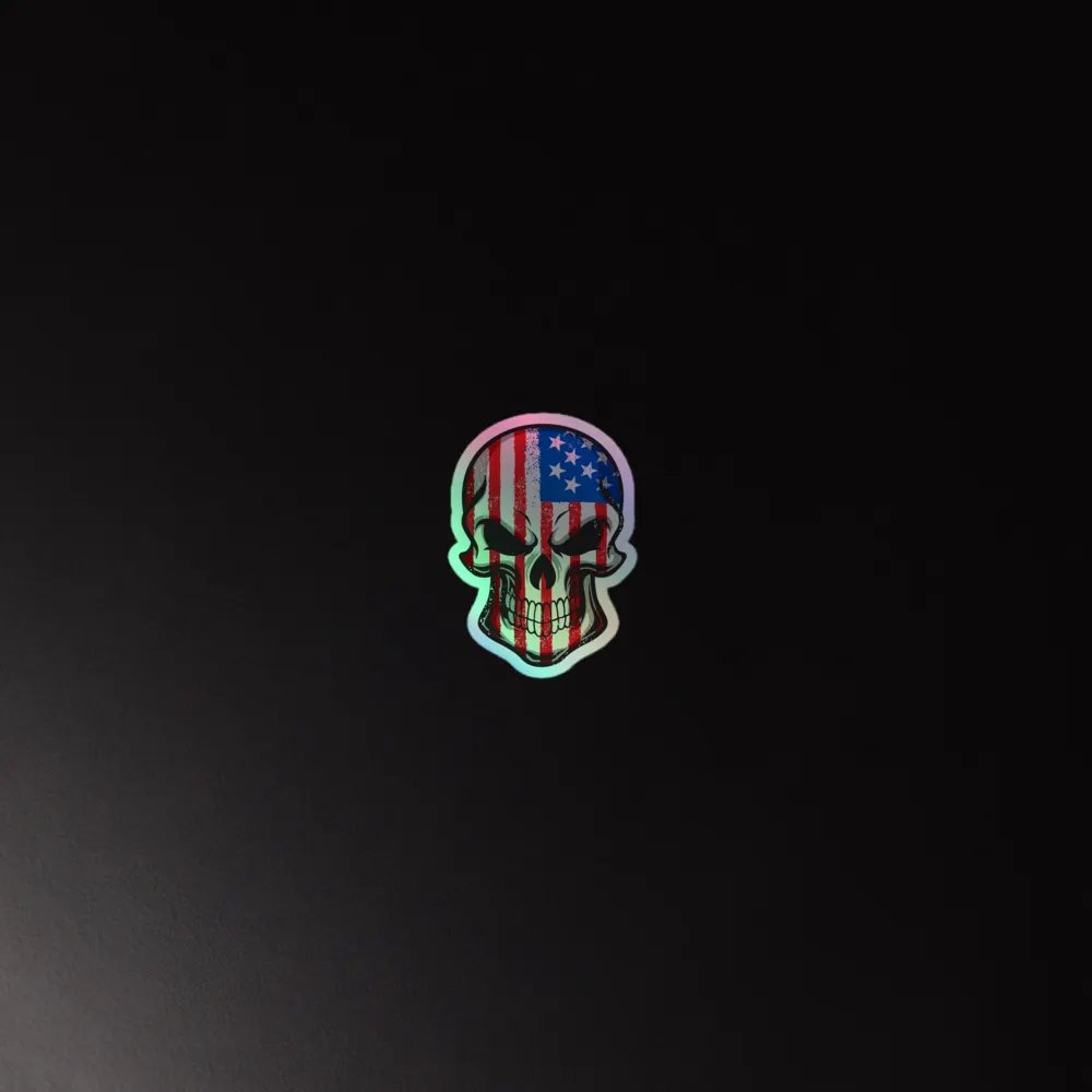 USA Patriotic Skull Holographic Sticker Set product image (4)