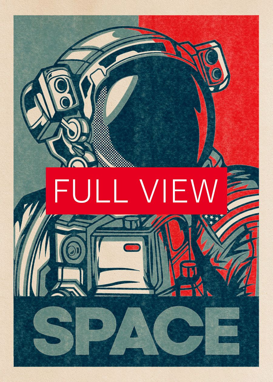 Space (Hope/Obama style, Shepard Fairey style) — Vintage space poster, retro space art, propaganda poster, retrofuturism art, retro sci-fi print product image (27)