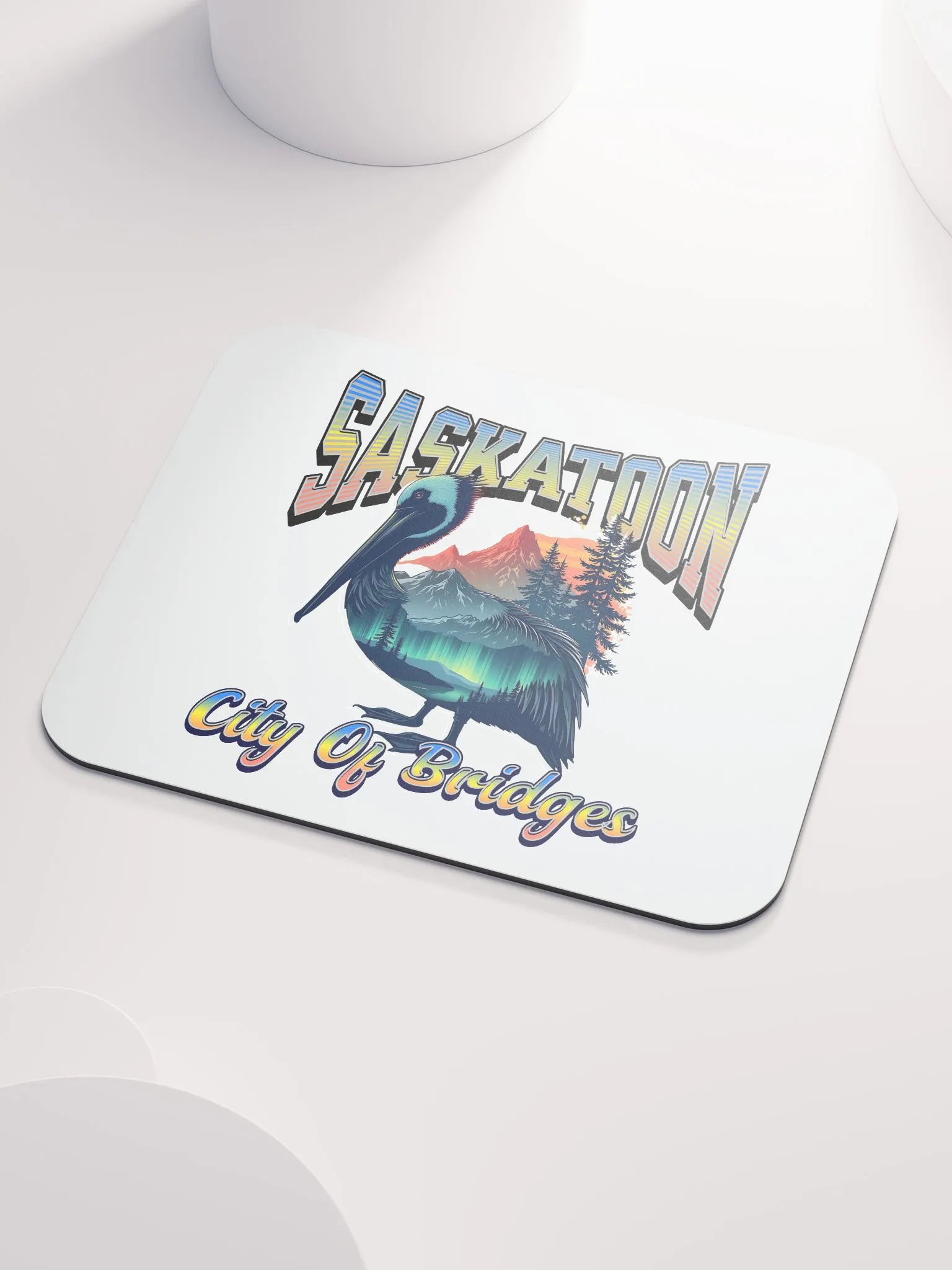 Saskatoon City Of Bridges Pelican Aurora Borealis Mouse Pad product image (3)