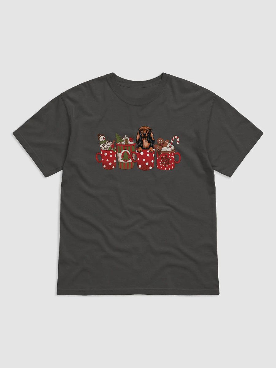 Cute Longhaired Dachshund in a Christmas Cup T-Shirt | Funny Christmas Doxie/Wiener Pup in a Cup product image (24)