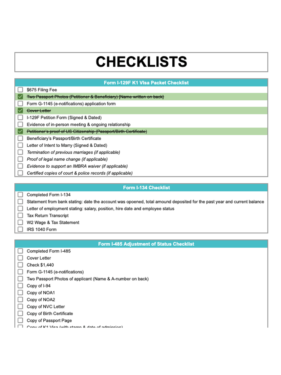 K1 Visa USCIS Form Checklist product image (3)
