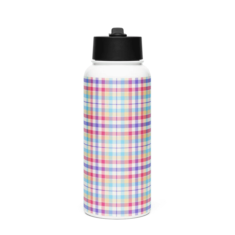 Purple, Pink, and Blue Plaid Water Bottle product image (4)
