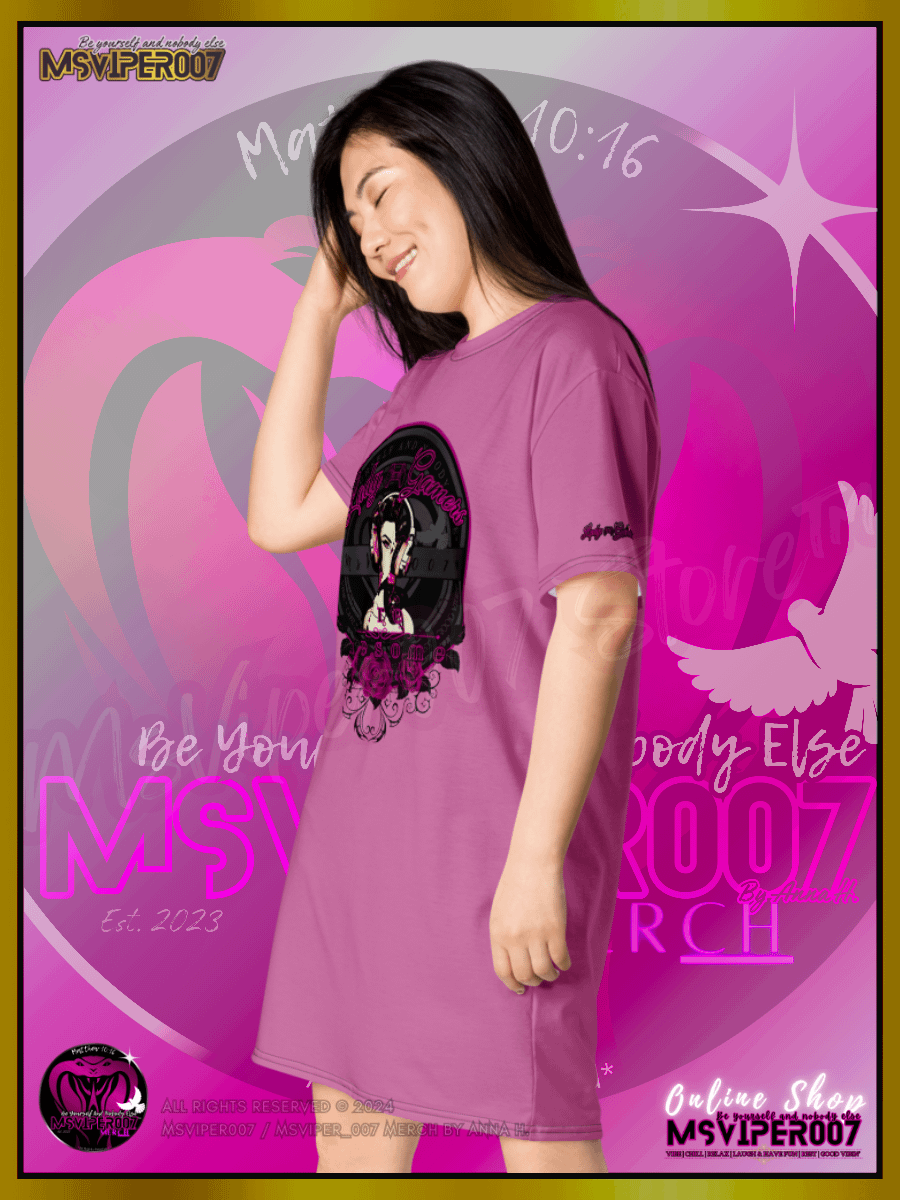 T-Shirt Dress - MsViper007's "Lady Gamers Are Awesome™ | [V3] (vintage pink/solid)" T-Shirt Dress product image (4)