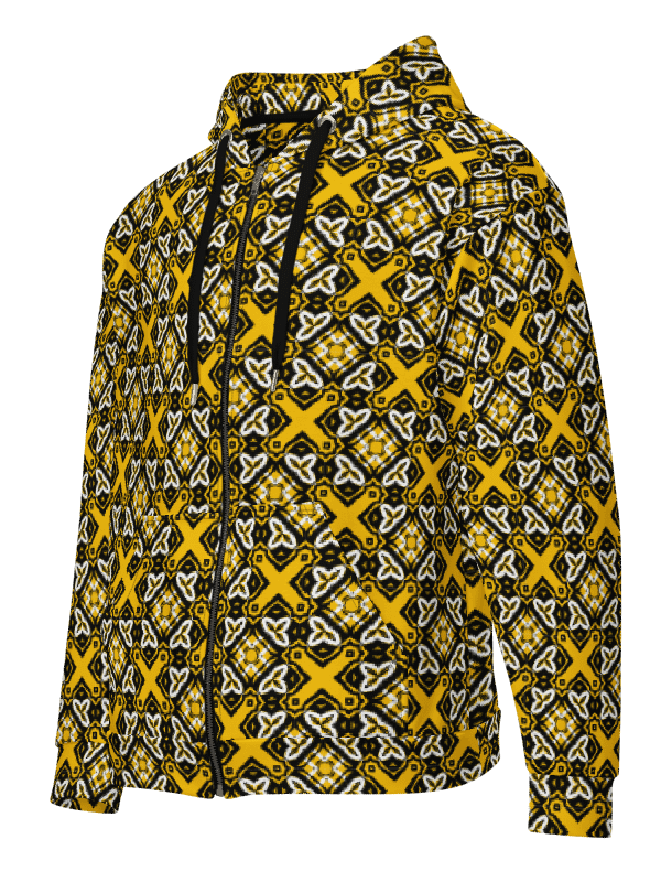 Symmetric X Grid Unisex Zip Hoodie product image (1)