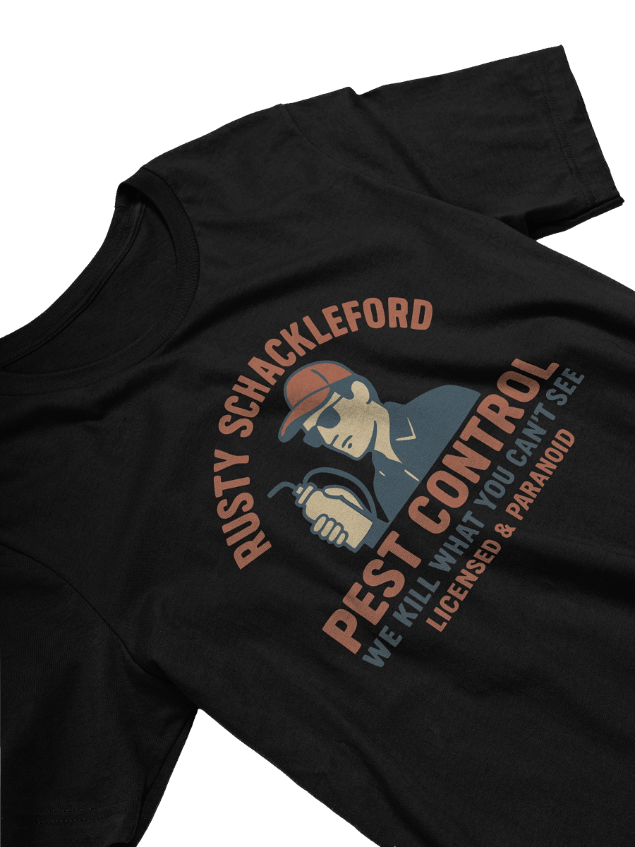 Rusty Shackleford Pest Control T-Shirt – King of the Hill Dale Gribble Parody Tee product image (3)