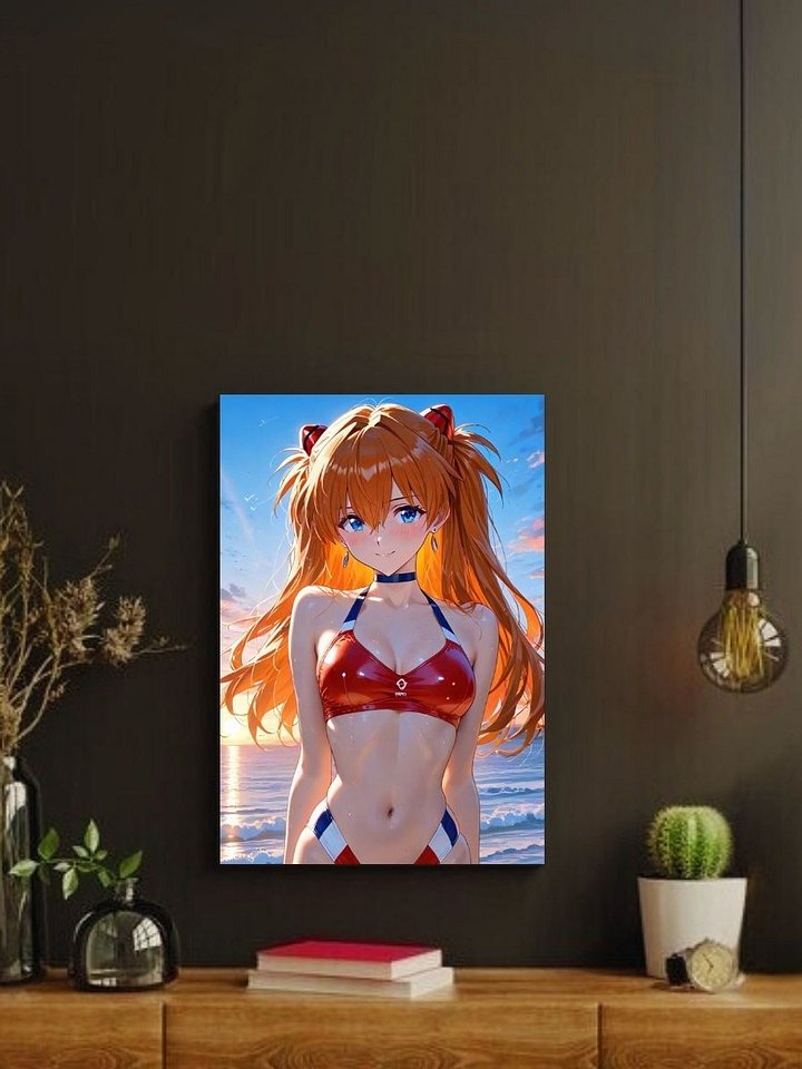 Evangelion Asuka Red Plugsuit Bikini Sunset – Glossy 8x10 Metal Print product image (2)
