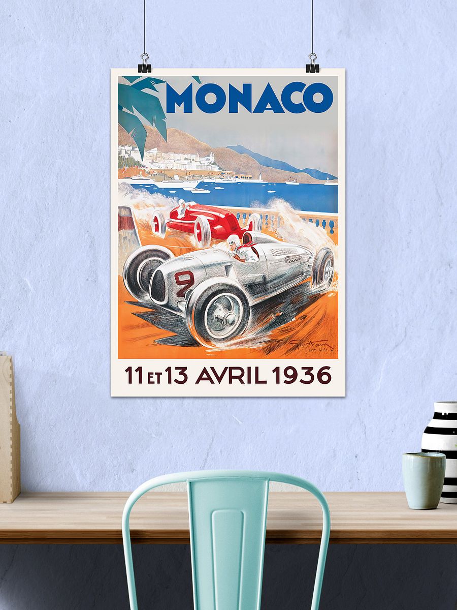 Monaco Vintage F1 Grand Prix, 1936 poster — Vintage Formula 1 poster, Monaco Grand Prix poster, retro travel poster product image (2)