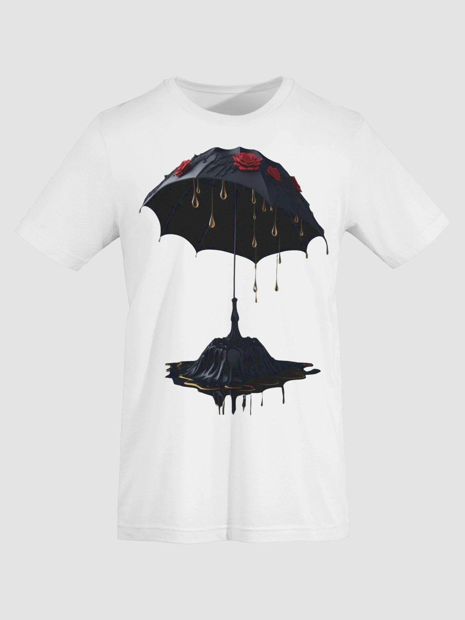 Roses and Gold Raindrops Umbrella T-Shirt product image (4)