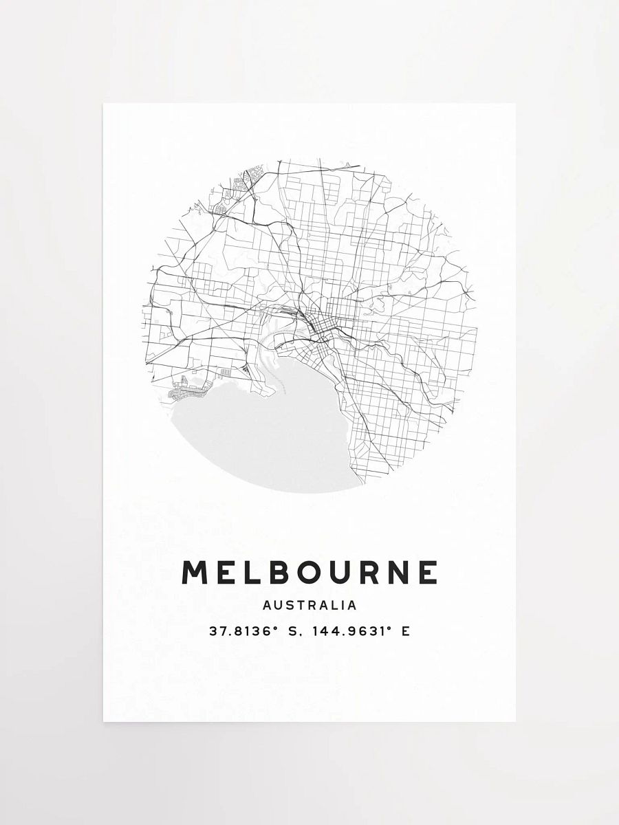 Melbourne Street Map Poster – White Minimalist Circular City Art product image (4)