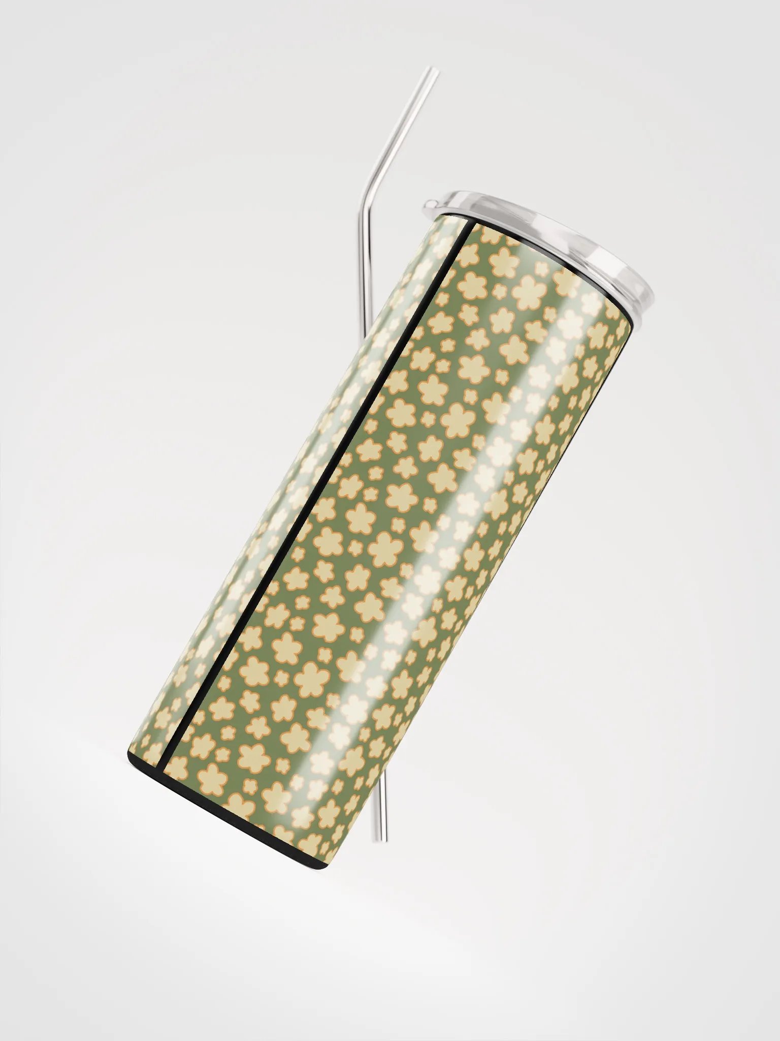 Simple Tan & Green Floral 20-oz. Stainless Steel Tumbler product image (6)