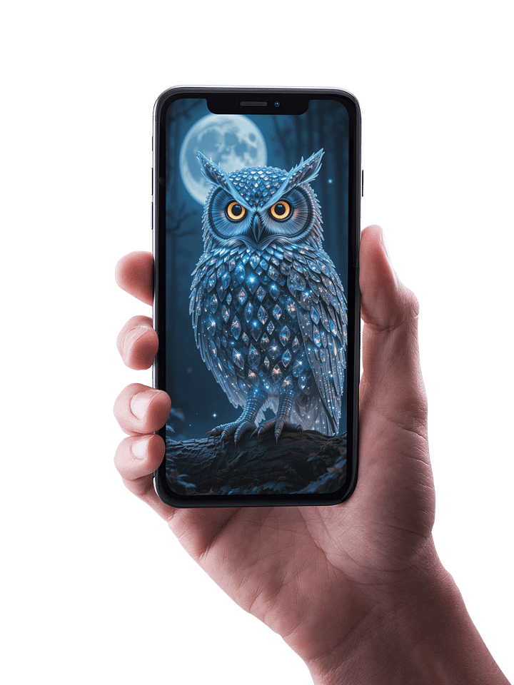 8K Diamond Owl Wallpaper – Exclusive AI Design for Your Phone product image (1)
