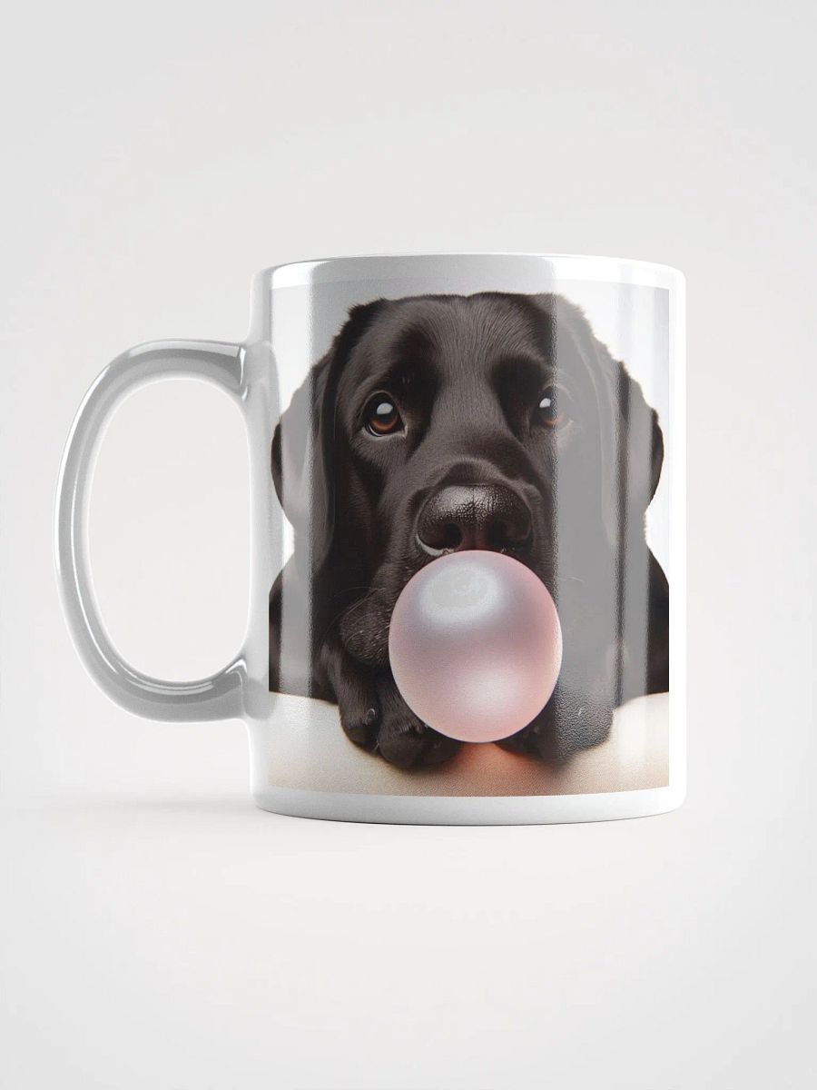 Bubble-gum Black Labrador #Humorous Glossy Mug - White product image (6)