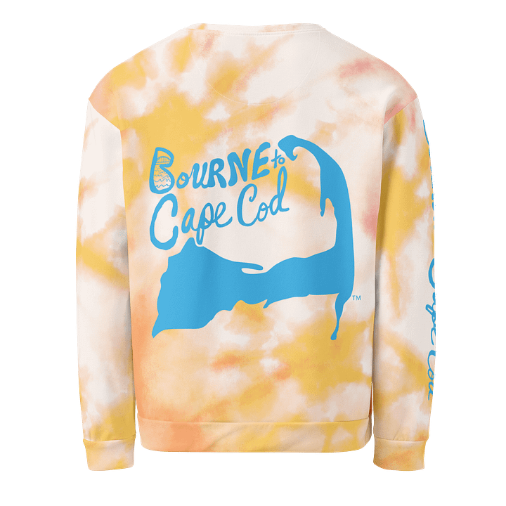 Unisex | BOURNE to Cape Cod™ Sweatshirt | Blue Logo on Pastel Tie-Dye Vibes | BRN.2C.C.™ | Eco-Friendly Comfort product image (2)