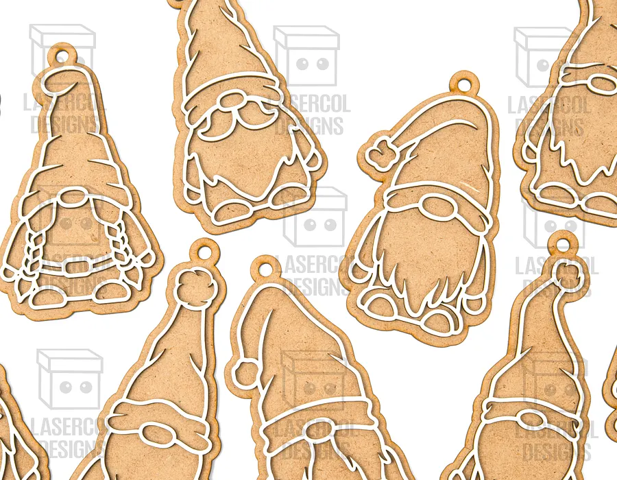 Gingerbread Gnomes Christmas Ornaments (10 Styles) - Laser Cut Files product image (8)