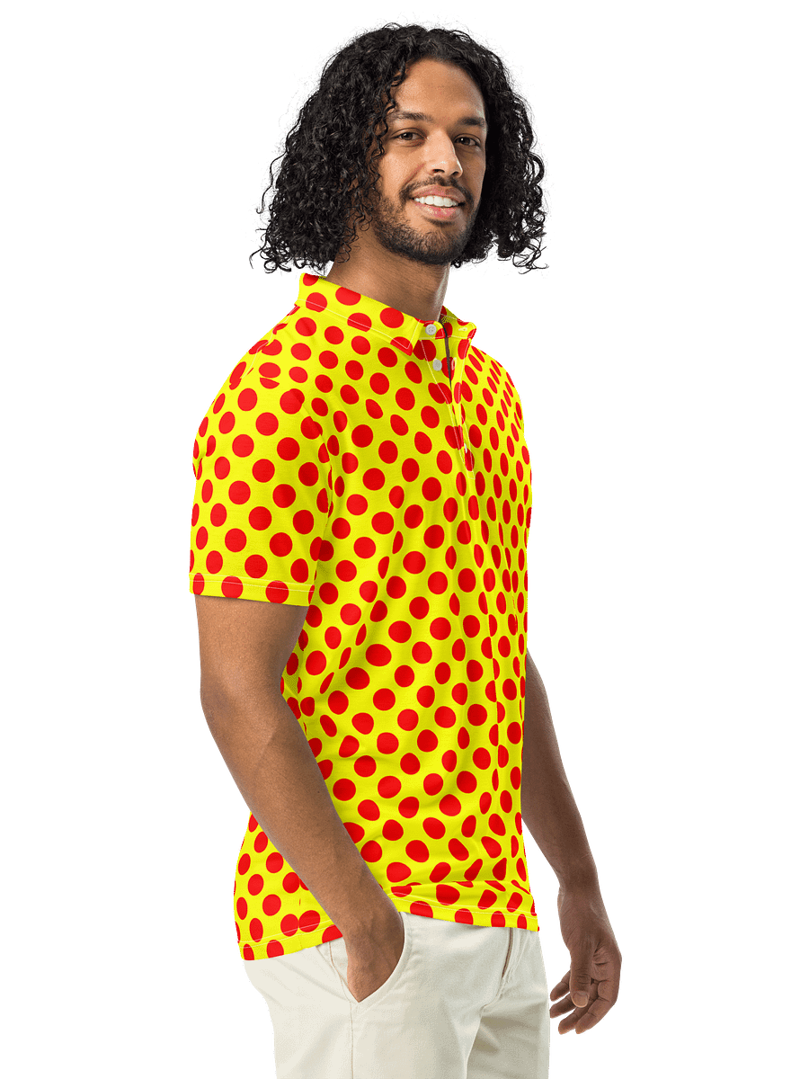 Red Polka Dots on Yellow Polo Shirt product image (3)