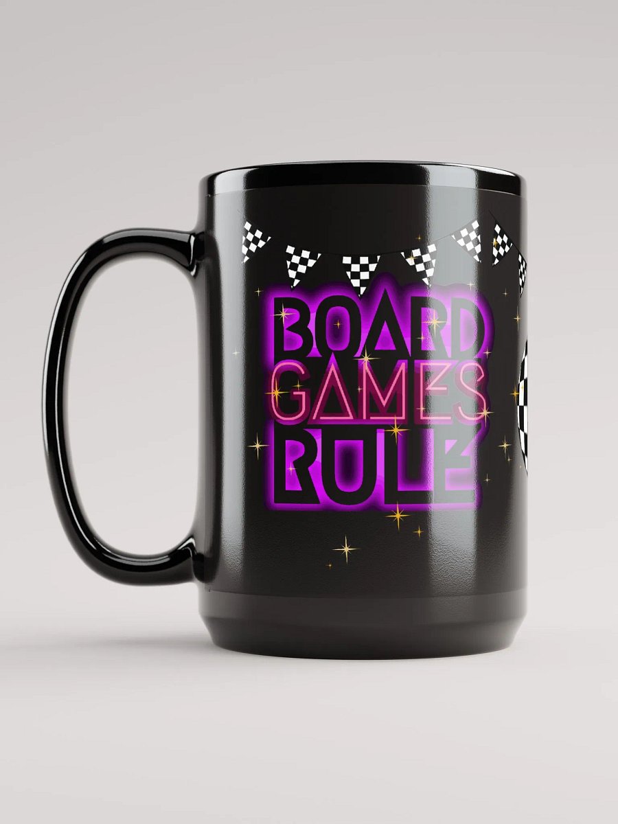 90s Neon Checkerboard Disco Board Game Mug, Purple Pink Black white large 15 oz. mug, Board Games Rule product image (8)