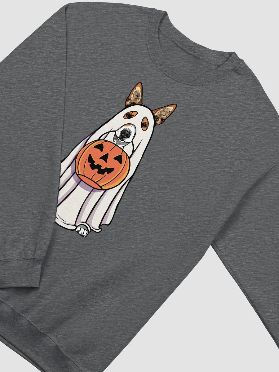 Funny Halloween Basenji(2) Sweatshirt | Funny Basenji Wearing a Ghost Costume and Holding a Pumpkin Basket product image (8)