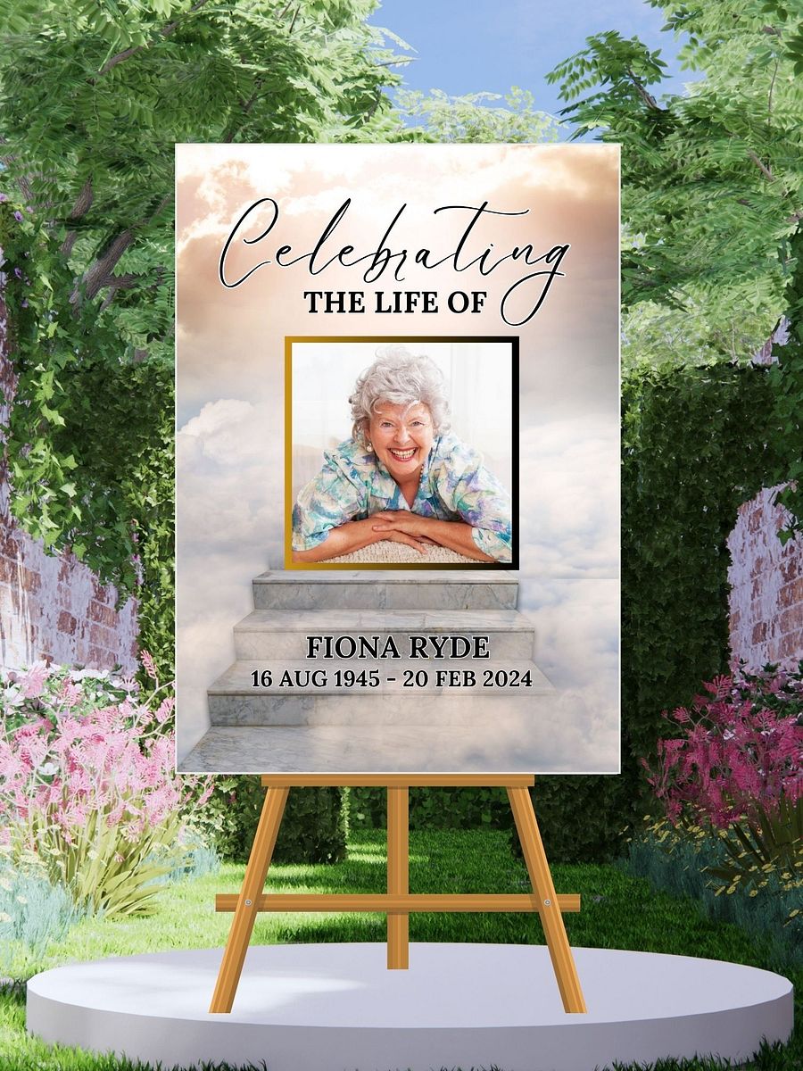 Stairs To Heaven Funeral Photo Collage Sign Set Canva Template product image (3)
