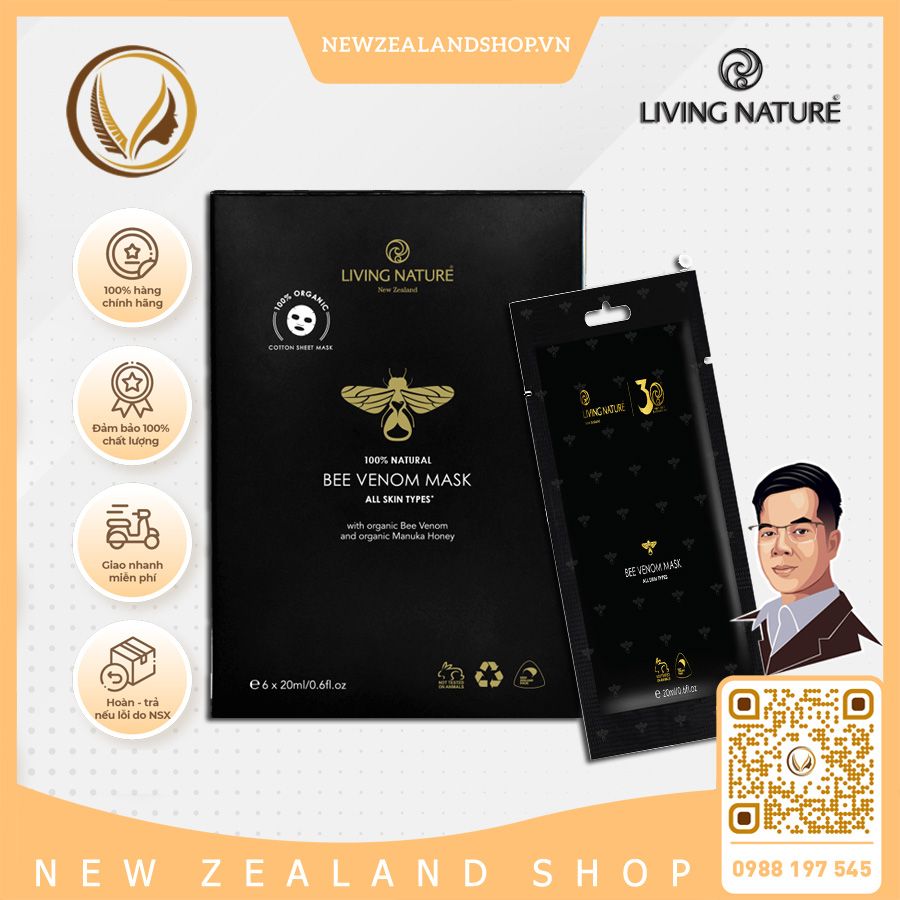 Mặt nạ dưỡng da chiết xuất nọc ong Living Nature Bee Venom Mask 6 gói product image (1)