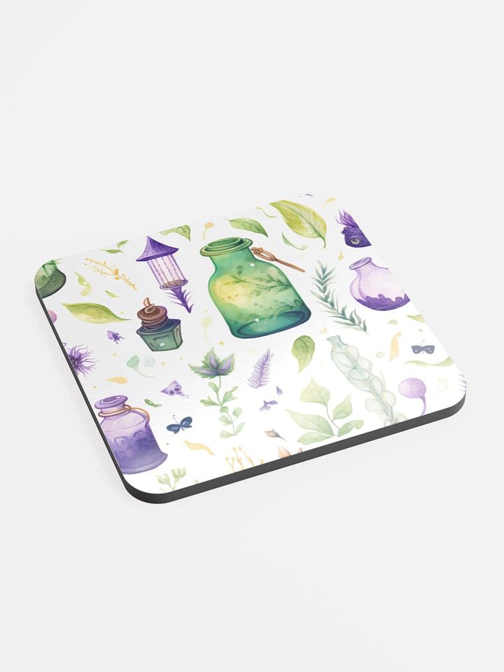 Glossed Cork Coaster 🟩 🟪 Fascinating Watercolor Pattern - Motif 12 product image (2)