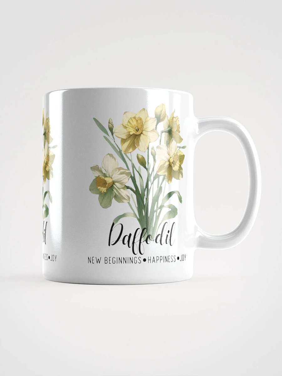 Daffodil Ceramic White Mug: New Beginnings, Happiness, Joy March Birth Flower product image (3)
