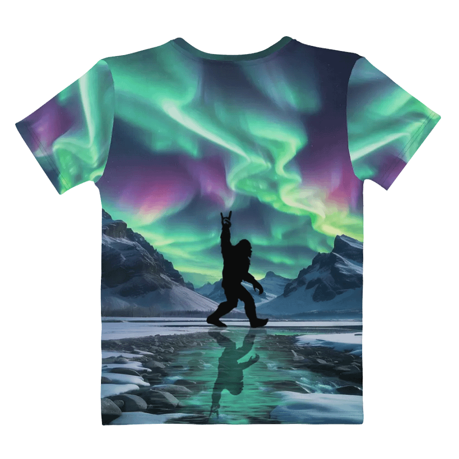 Bigfoot Shaka Sign Northern Lights All Over Print T-shirt product image (9)