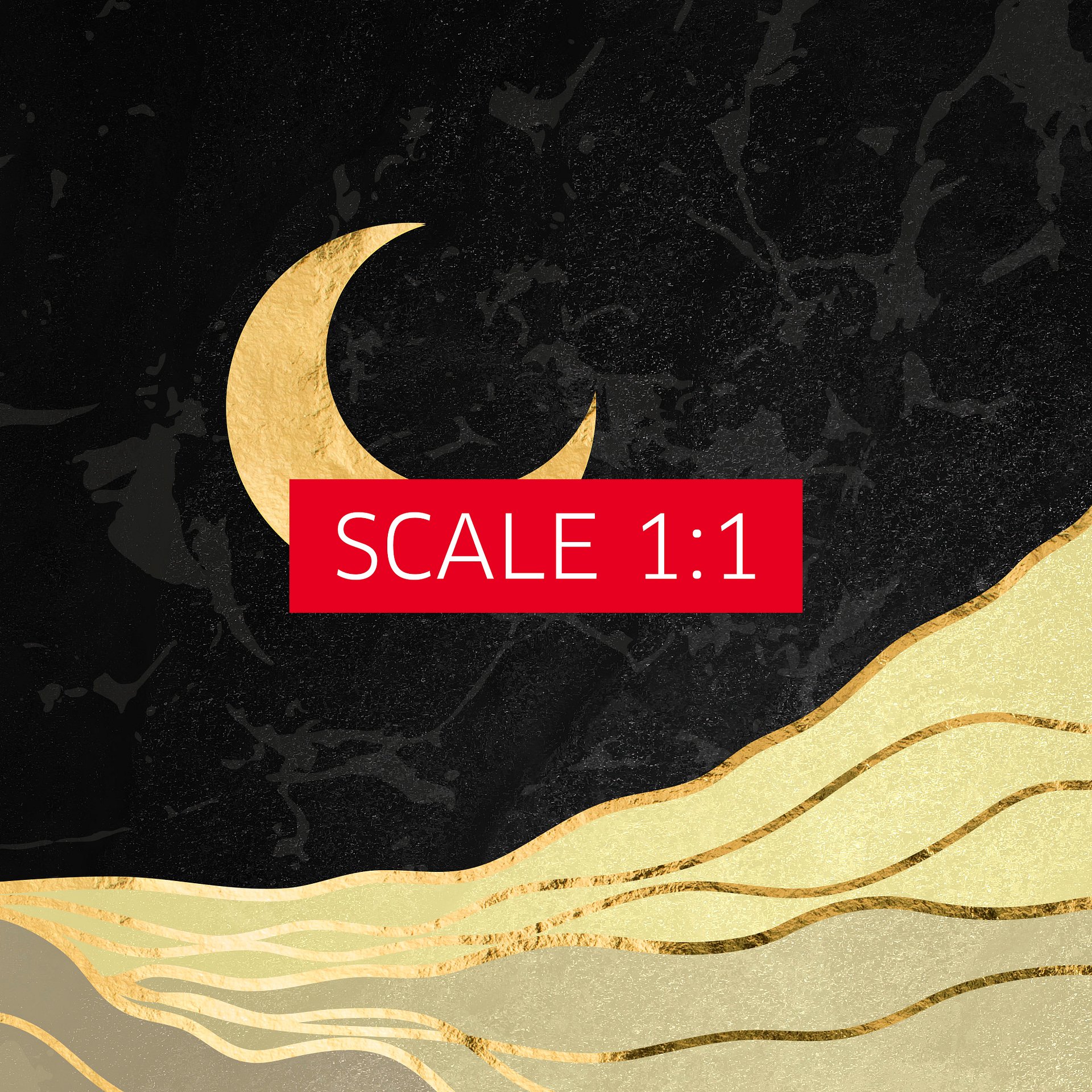 Golden landscape with moon #2 — Japanese golden poster, travel poster, aesthetic poster product image (4)