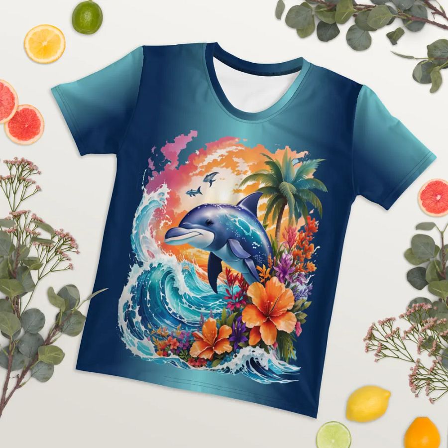 Tropical Dolphin All Over Print T-shirt product image (7)