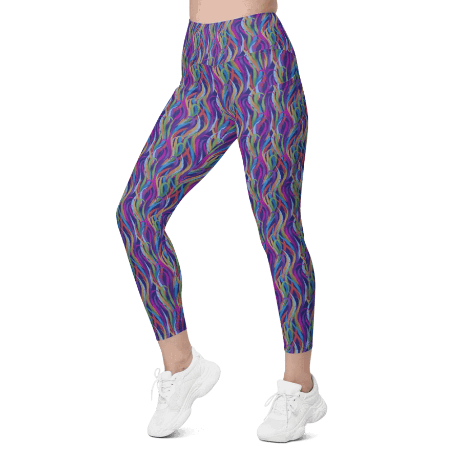 leggings with pockets in modern design with blues, pink and turquoise colors up to 6Xl size product image (8)