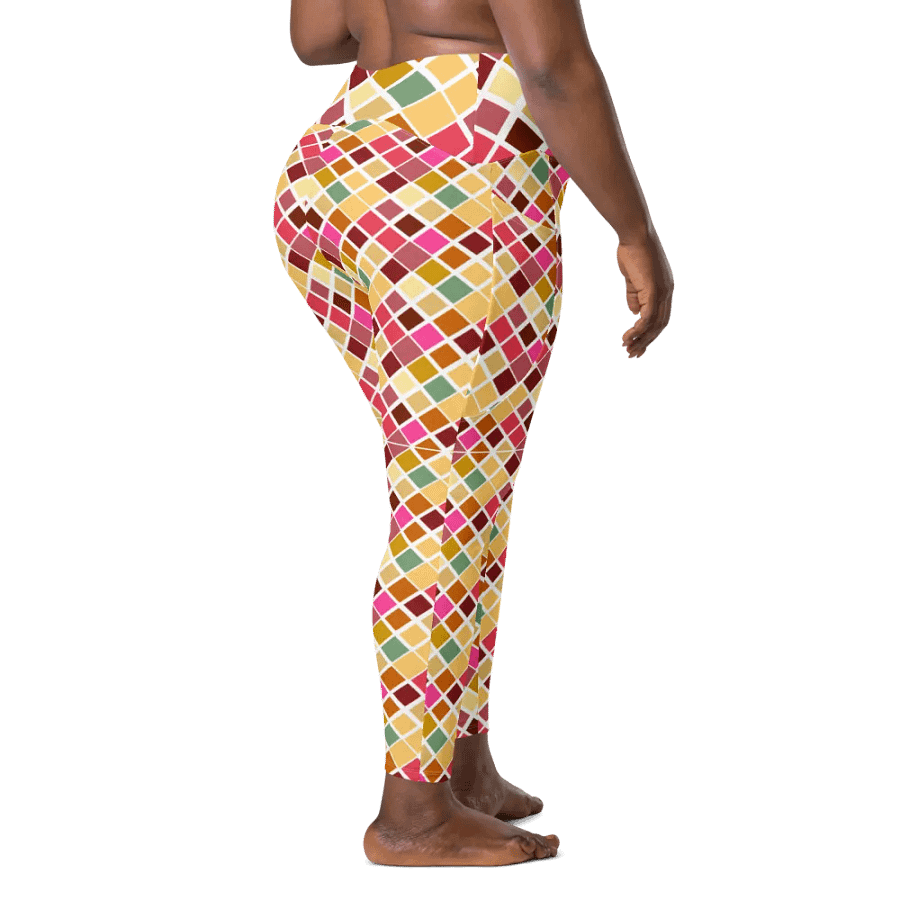 Colorful Square Pattern Design Leggings with Pocket - v5 product image (3)