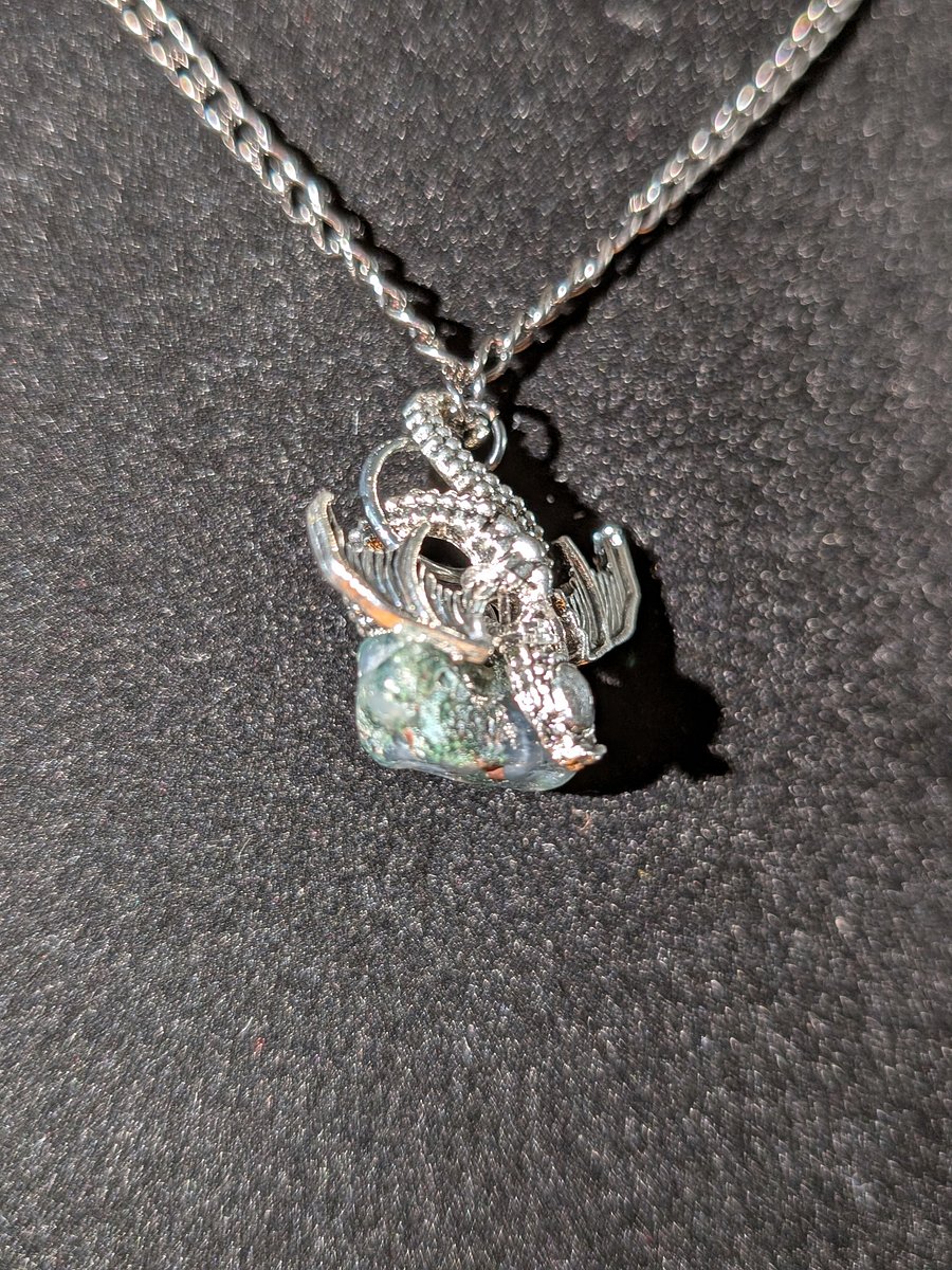 Dragon Holding Moss Agate Necklace! product image (3)