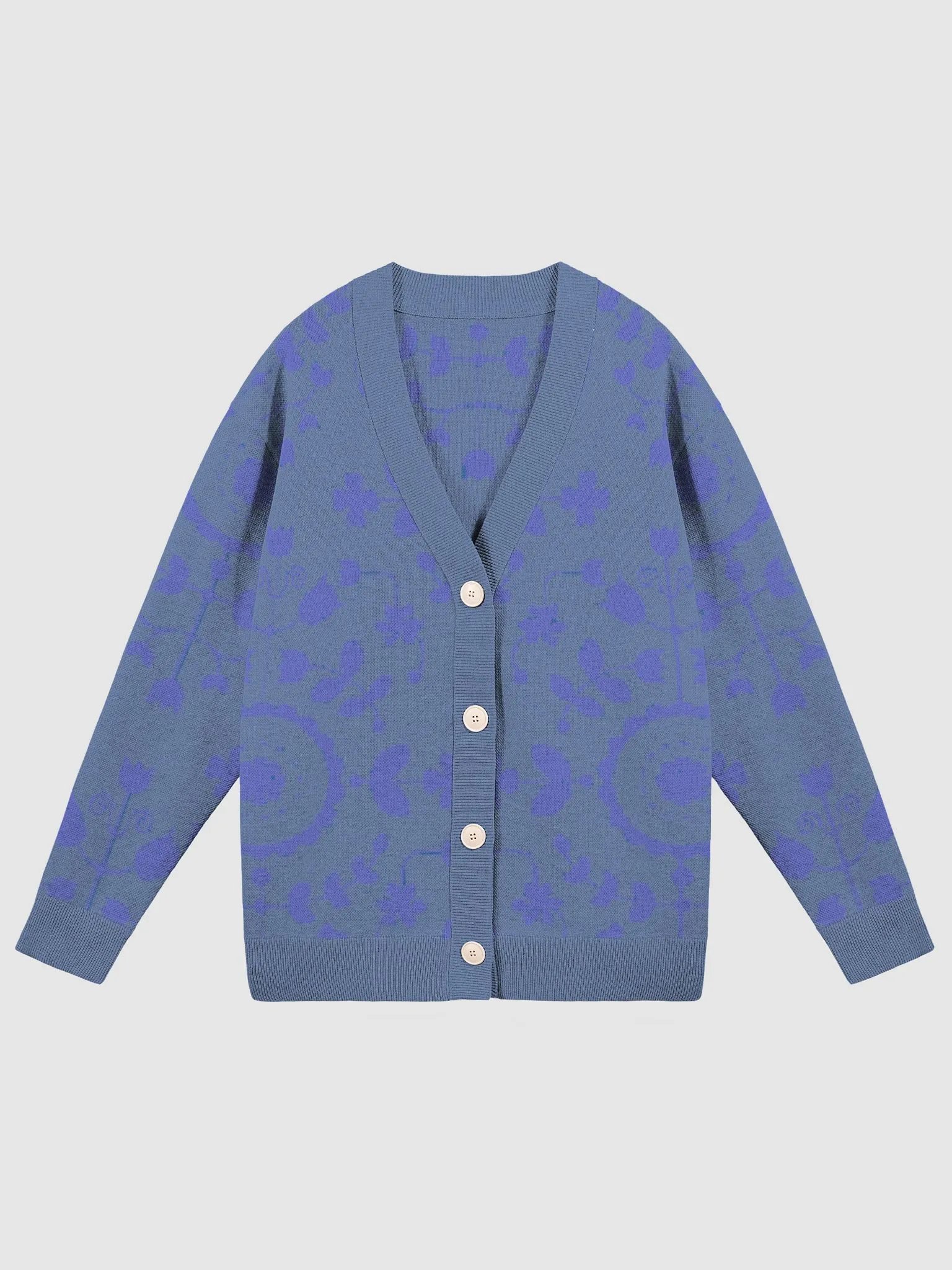 Boho Floral Denim Blue Cardigan product image (1)