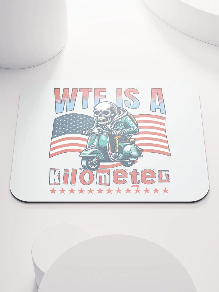 WTF Is A Kilometer? Skeleton Scooter Mouse Pad product image (1)