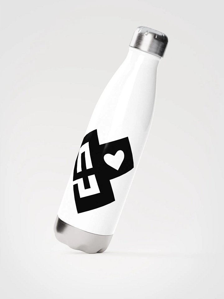 OptimusProcrastinus HeartChip Stainless Steel Water Bottle (Black on White) product image (2)