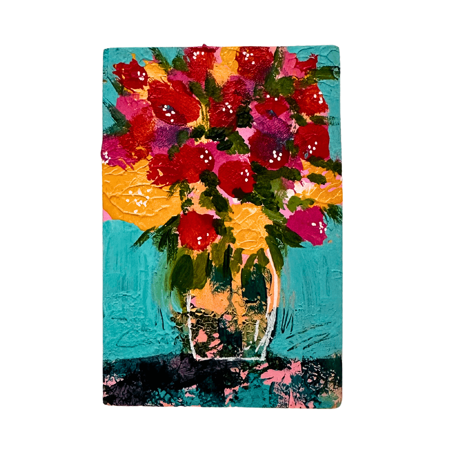 Pocket-Sized Beauty: Vibrant Floral Mini Painting & Display Stand product image (2)
