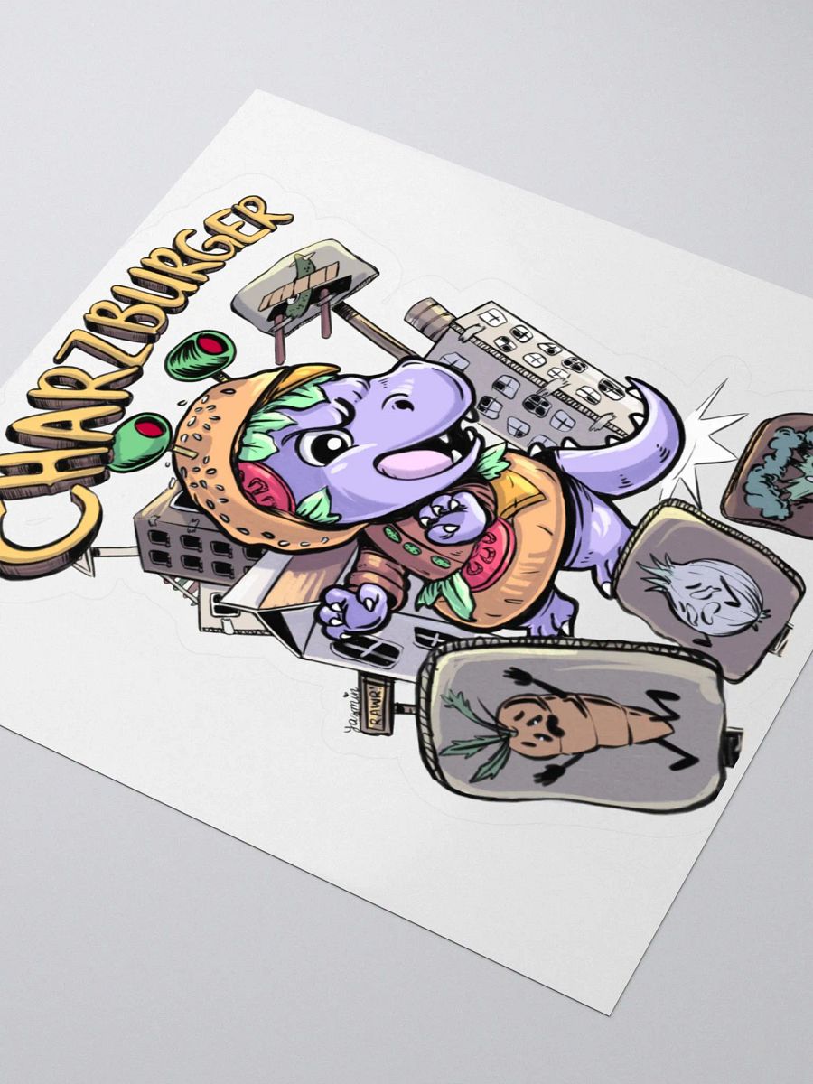 Dinosaur Hamburger Rampage Sticker - Whimsical Decal product image (3)