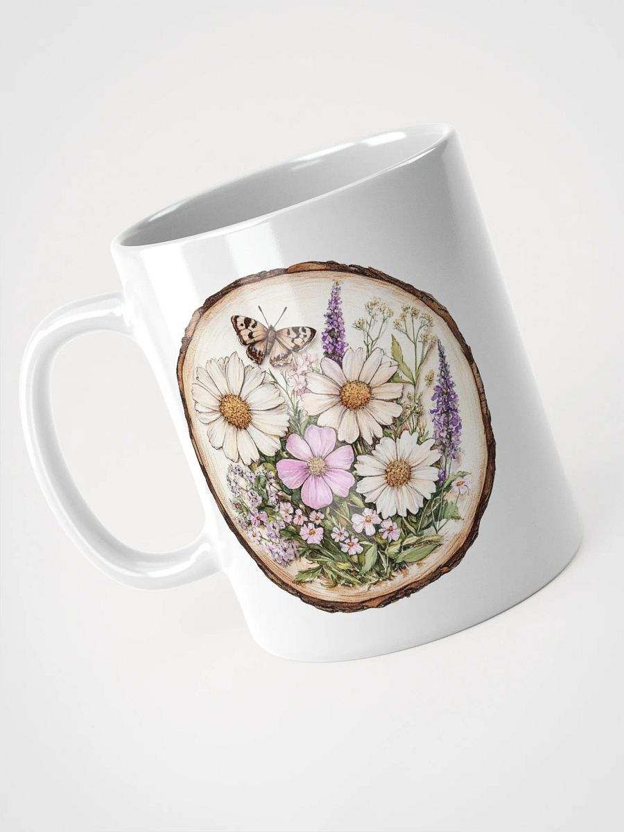 Butterfly Wildflower Round Wood Art Mug product image (3)