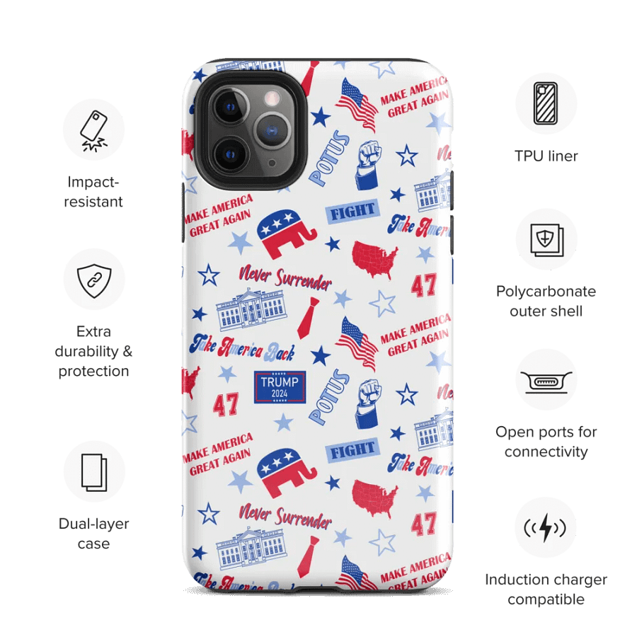 Trump 2024 Republican Patriot Make America Great Again White Pattern Phone Case for iPhone product image (3)