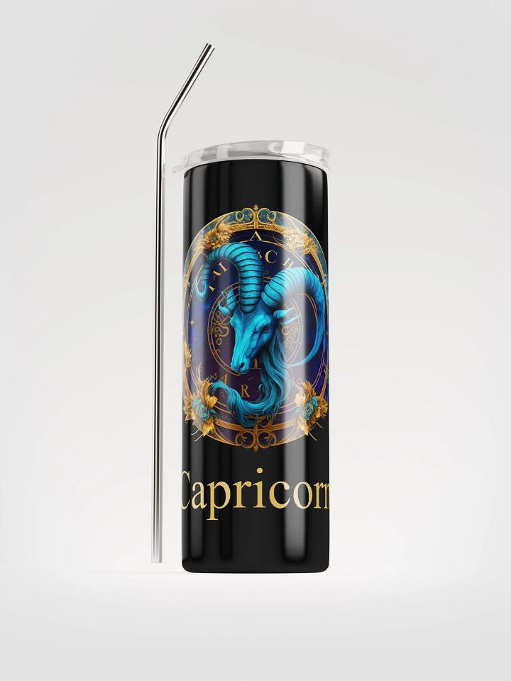 Deep Blue & Gold Capricorn Zodiac Stainless Steel Tumbler: Savor Zodiac Luxury product image (1)