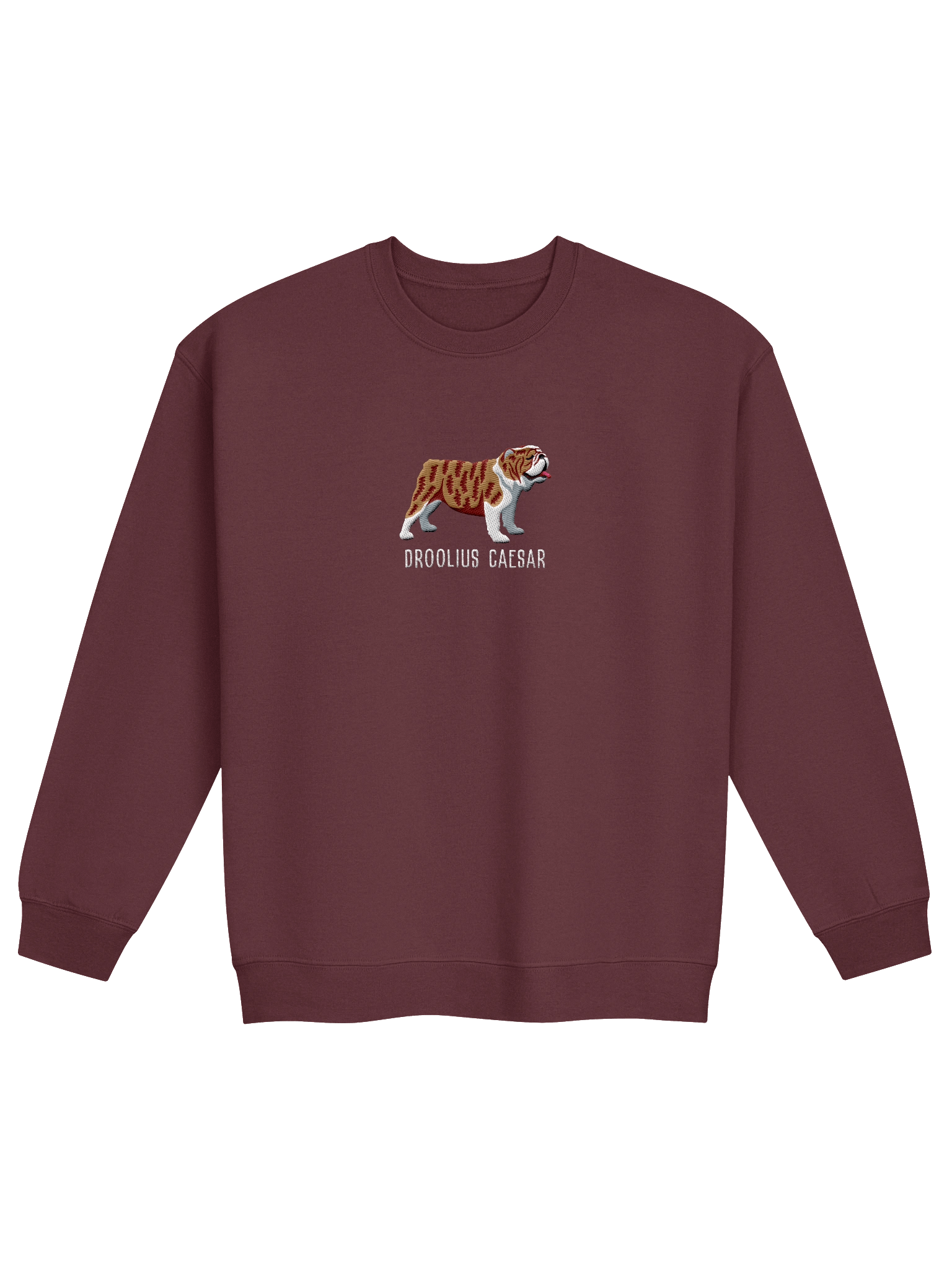 Droolius Caesar Sweatshirt (Embroidered) of an English Bulldog(Brindle & White) product image (3)