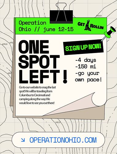 ONE SPOT LEFT!! This is the last call to sign up for our distance skate in June!! We will travel along bike paths a total of ...